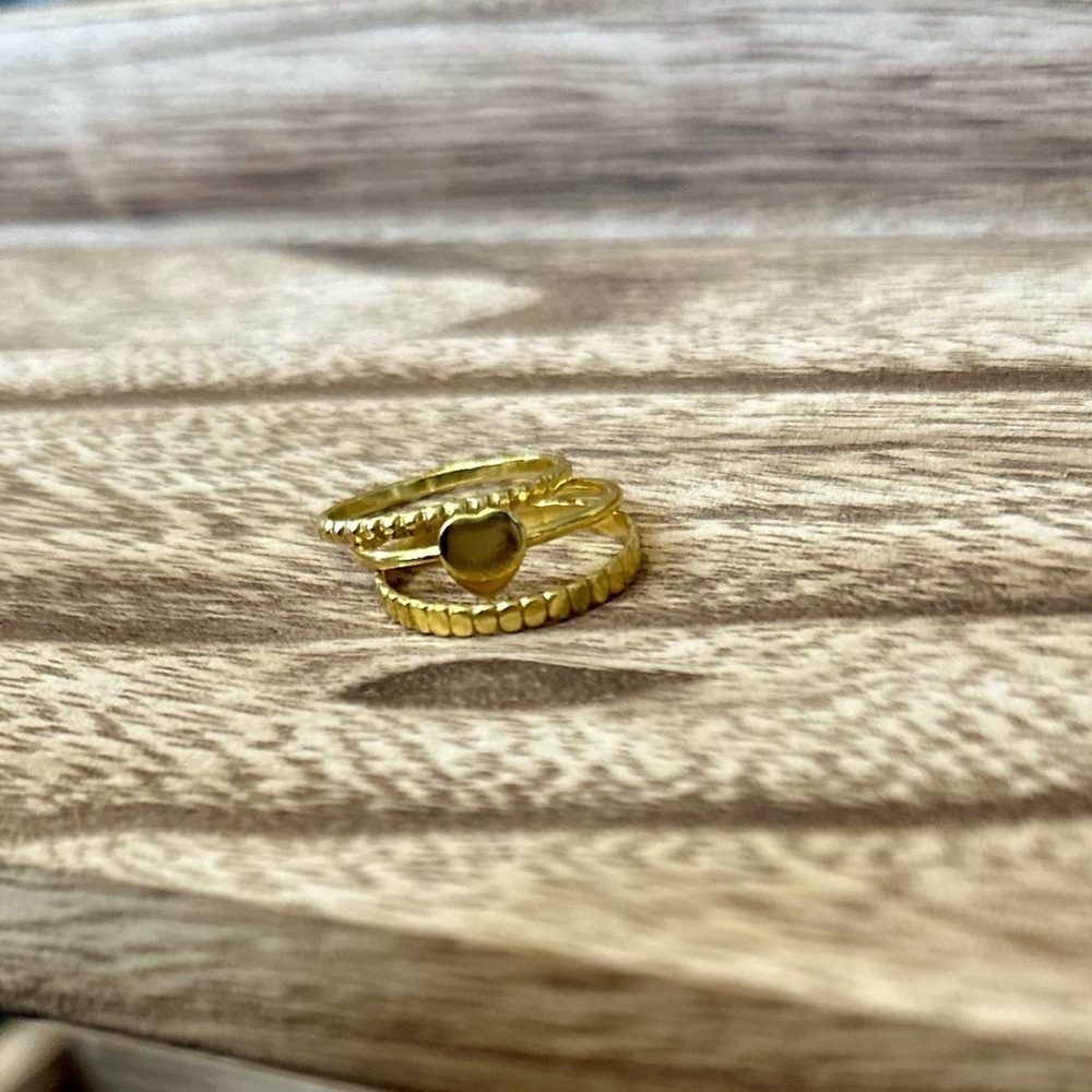Gold Stacking Rings Set of 3 Yellow. Gold Plated.